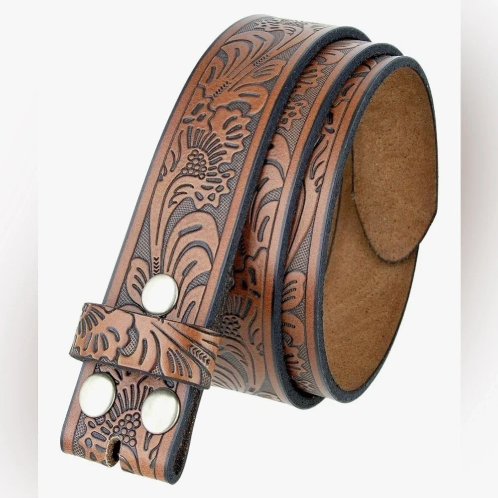 VINTAGE CHAMBERS Tooled Leather Turquoise Silver Buckle south Western Aztec Belt